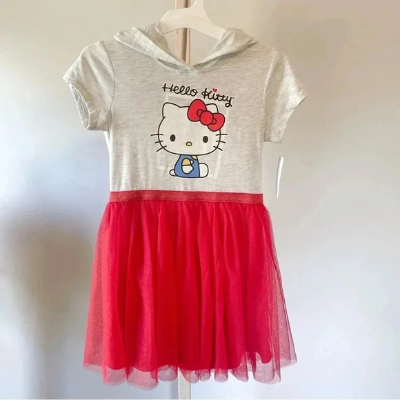 Girls Hello Kitty Dress Oatmeal Beige Medium - Picture 1 of 8